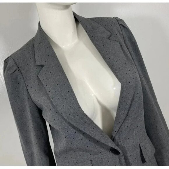 Elle Gray Polka Dots Stretch blazer suit single button front Size 6 - Picture 3 of 7